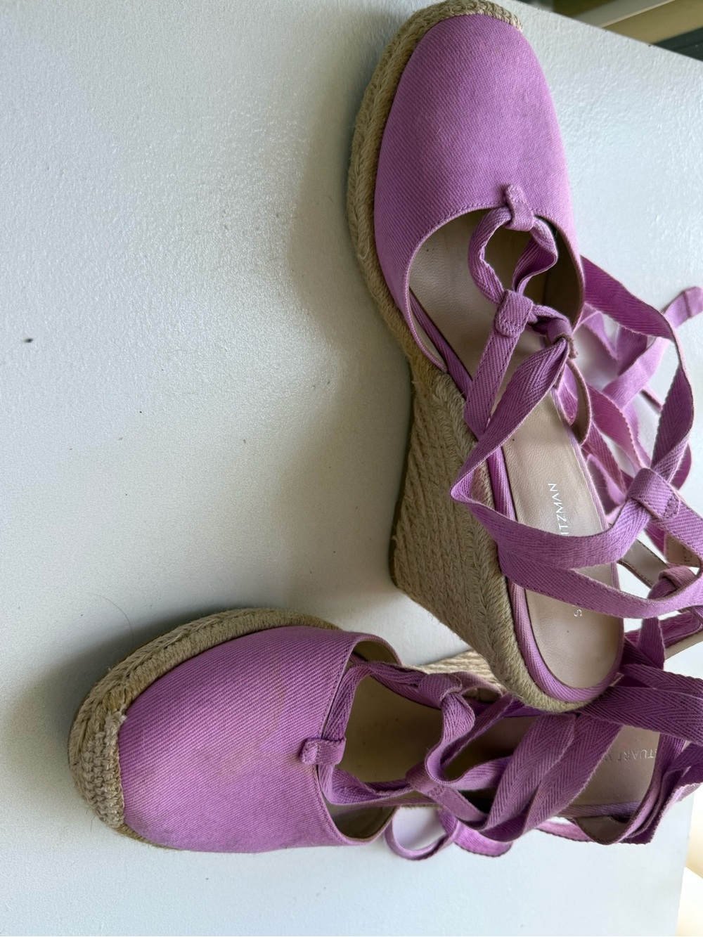 Stuart Weitzman Lavender Lace-Up Espadrille Wedges